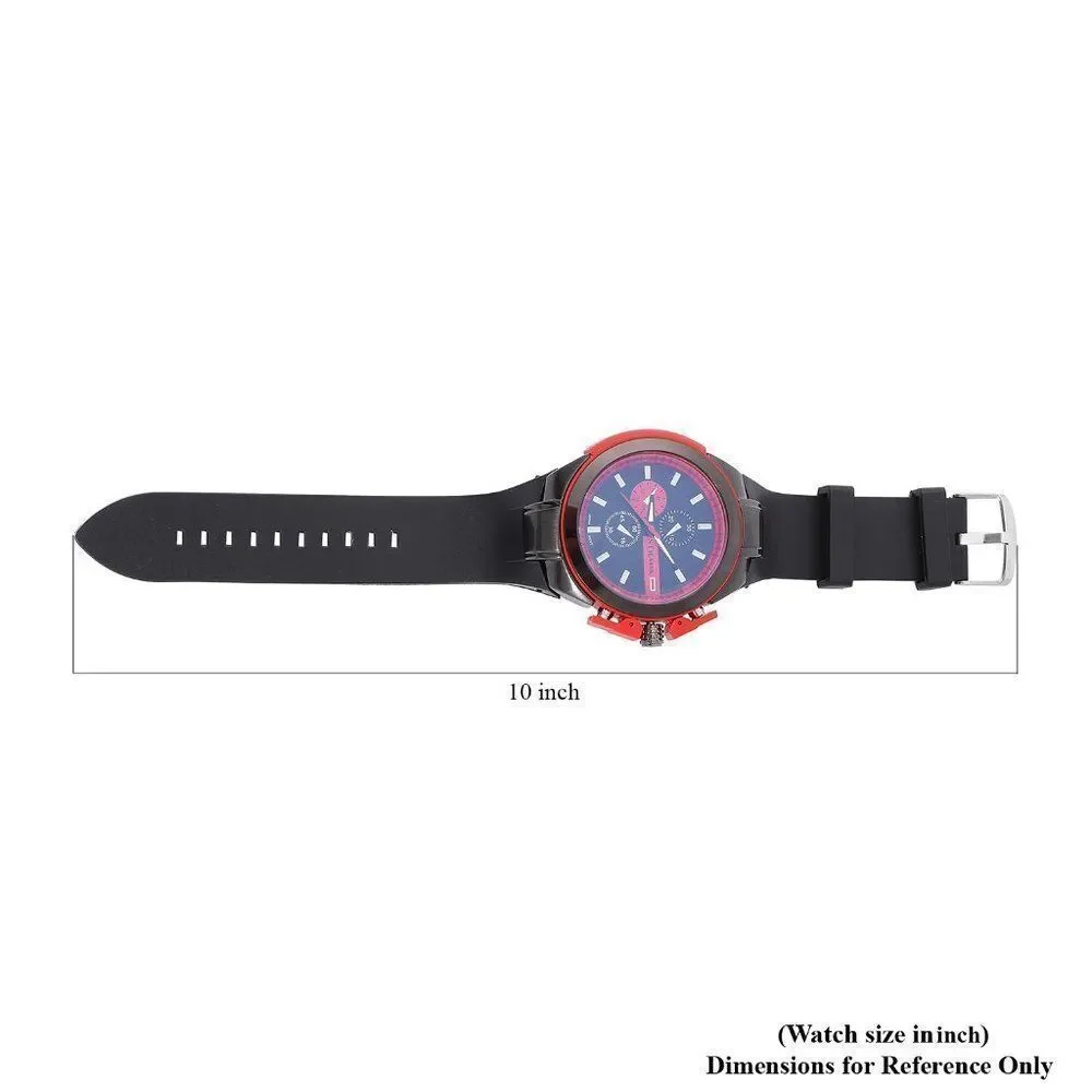STRADA Silicone Strap Watch in Red & Black